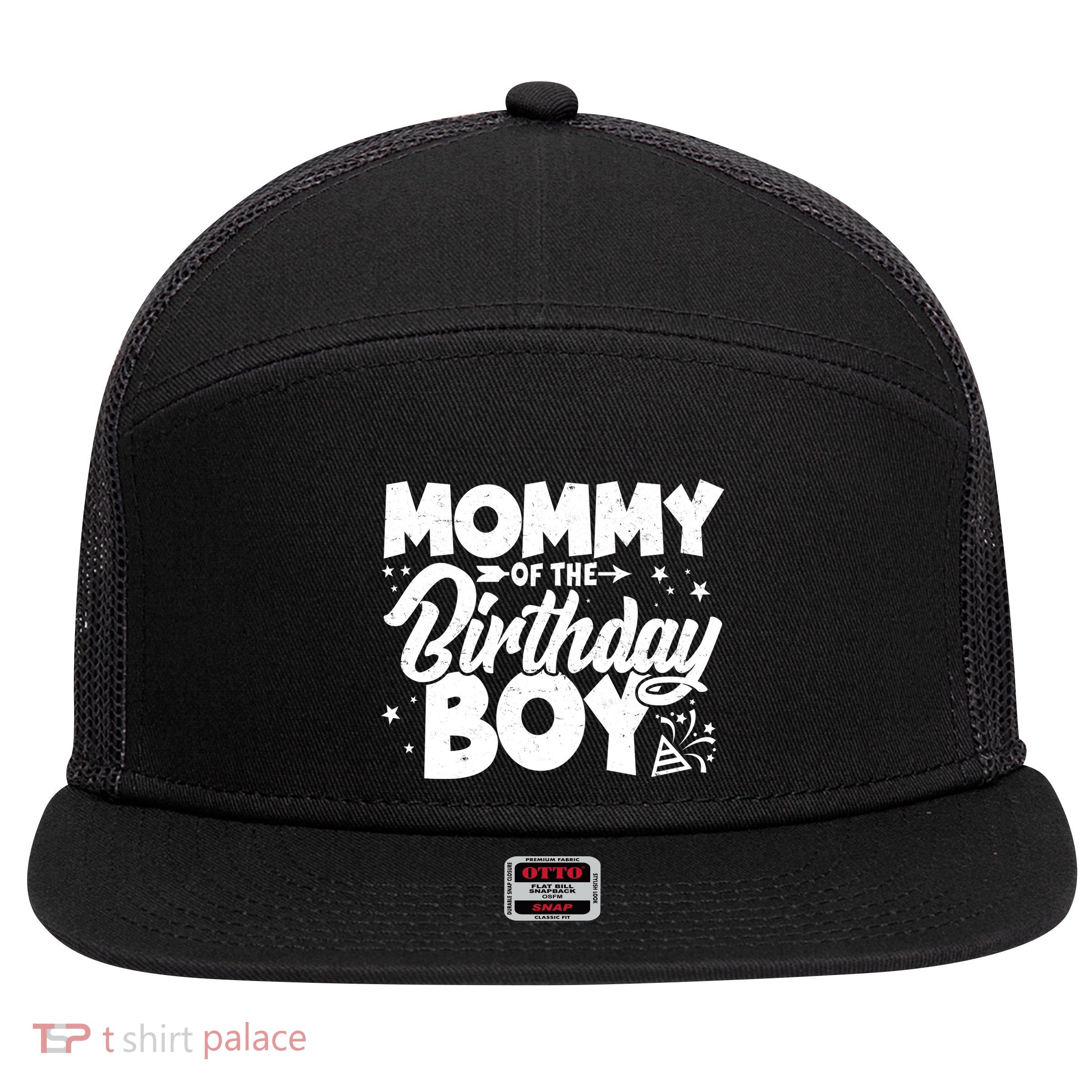 Cute Mommy Of The Birthday Boy  7 Panel Mesh Trucker Snapback Hat