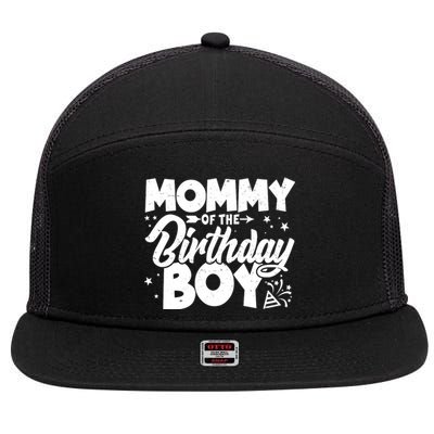 Cute Mommy Of The Birthday Boy  7 Panel Mesh Trucker Snapback Hat