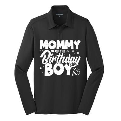 Cute Mommy Of The Birthday Boy  Silk Touch Performance Long Sleeve Polo