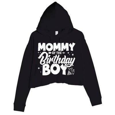 Cute Mommy Of The Birthday Boy  Crop Fleece Hoodie