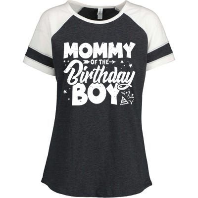 Cute Mommy Of The Birthday Boy  Enza Ladies Jersey Colorblock Tee