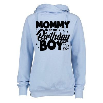 Cute Mommy Of The Birthday Boy  Womens Funnel Neck Pullover Hood