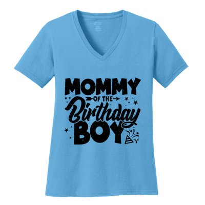 Cute Mommy Of The Birthday Boy  Women's V-Neck T-Shirt