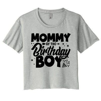 Cute Mommy Of The Birthday Boy  Women's Crop Top Tee