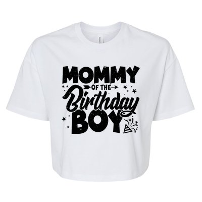 Cute Mommy Of The Birthday Boy  Bella+Canvas Jersey Crop Tee