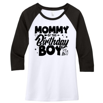 Cute Mommy Of The Birthday Boy  Women's Tri-Blend 3/4-Sleeve Raglan Shirt