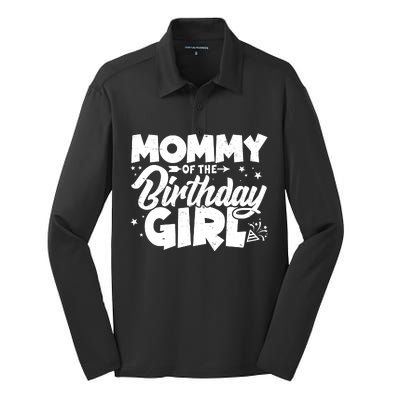 Cute Mommy Of The Birthday Girl Silk Touch Performance Long Sleeve Polo