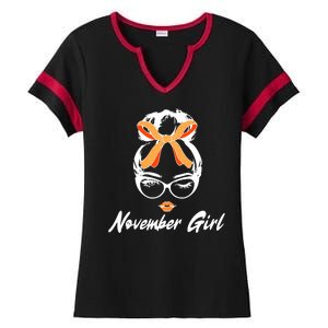 Cute November Girl Birthday Ladies Halftime Notch Neck Tee