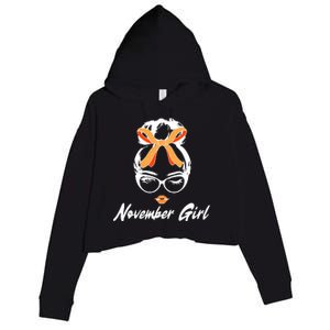 Cute November Girl Birthday Crop Fleece Hoodie