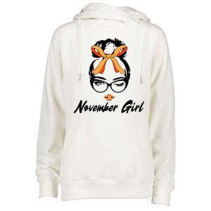 Cute November Girl Birthday Womens Funnel Neck Pullover Hood