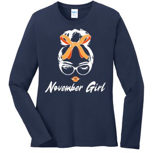 Cute November Girl Birthday Ladies Long Sleeve Shirt