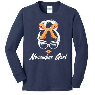 Cute November Girl Birthday Kids Long Sleeve Shirt