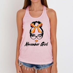 Cute November Girl Birthday Women's Knotted Racerback Tank