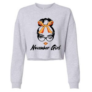 Cute November Girl Birthday Cropped Pullover Crew