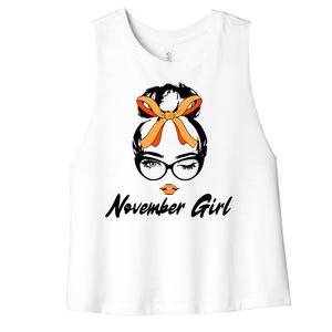 Cute November Girl Birthday Women's Racerback Cropped Tank