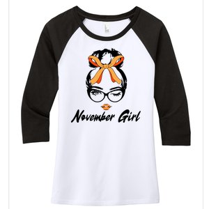 Cute November Girl Birthday Women's Tri-Blend 3/4-Sleeve Raglan Shirt