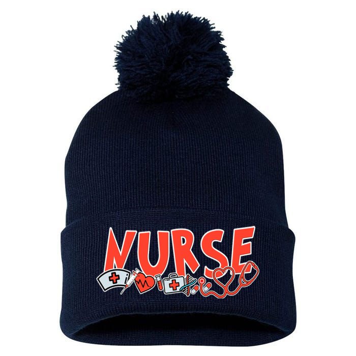 Cute Nurse Day Pom Pom 12in Knit Beanie