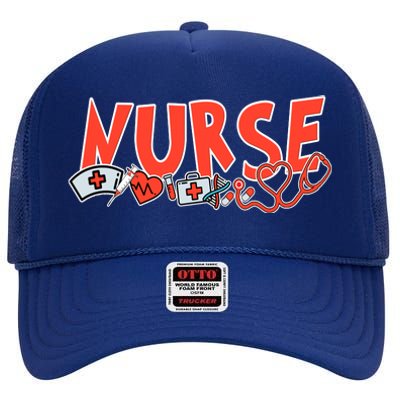 Cute Nurse Day High Crown Mesh Back Trucker Hat