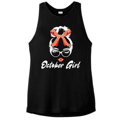 Cute October Girl Birthday Ladies PosiCharge Tri-Blend Wicking Tank