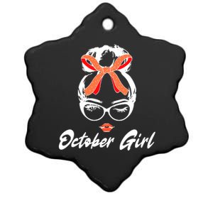 Cute October Girl Birthday Ceramic Star Ornament