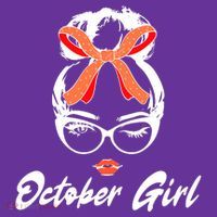 Cute October Girl Birthday Button