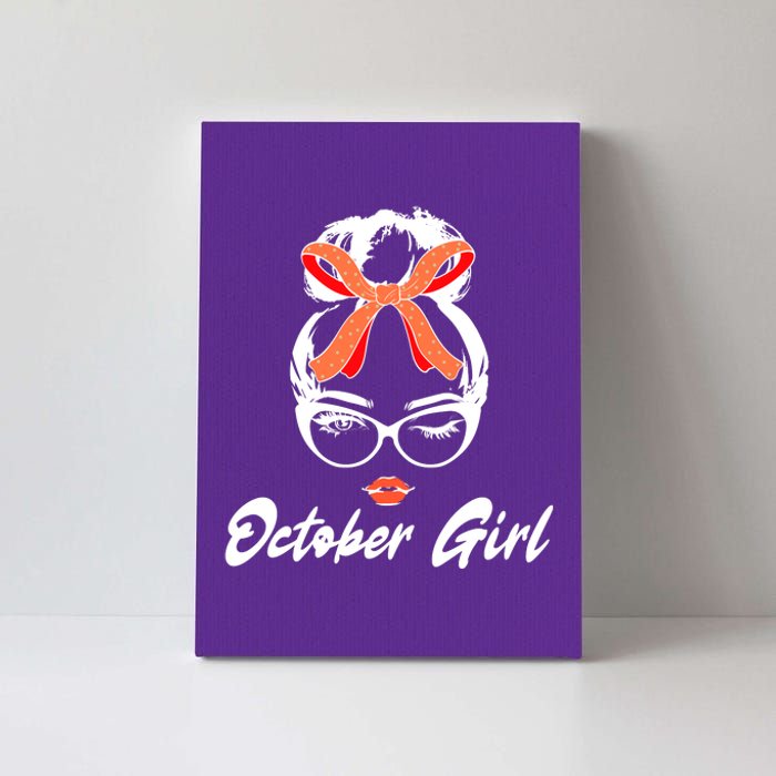 Cute October Girl Birthday Canvas