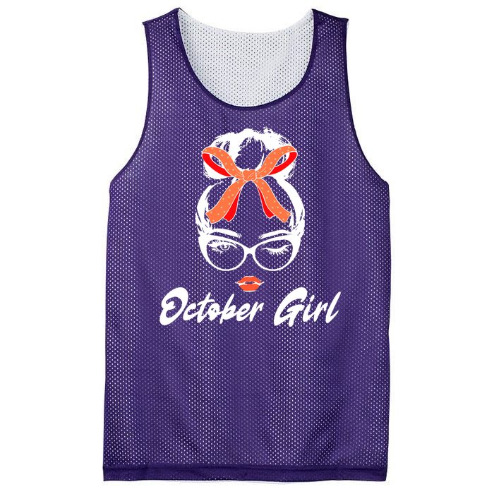 Cute October Girl Birthday Mesh Reversible Basketball Jersey Tank