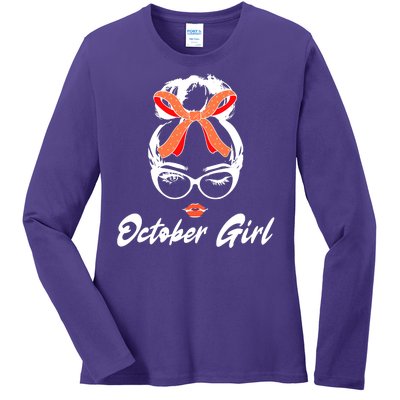 Cute October Girl Birthday Ladies Long Sleeve Shirt