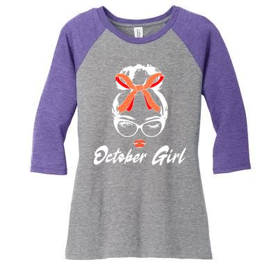 Cute October Girl Birthday Women's Tri-Blend 3/4-Sleeve Raglan Shirt