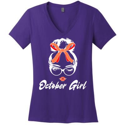 Cute October Girl Birthday Women's V-Neck T-Shirt