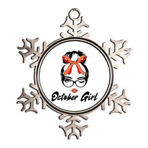 Cute October Girl Birthday Metallic Star Ornament