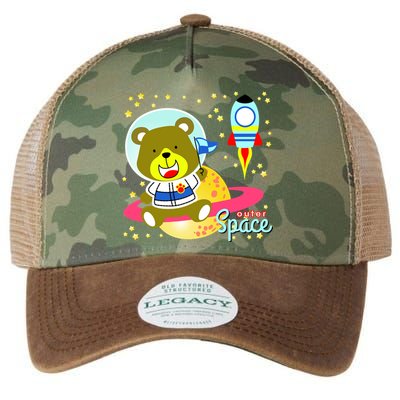 Cute Outer Space Bear Astronaut Legacy Tie Dye Trucker Hat