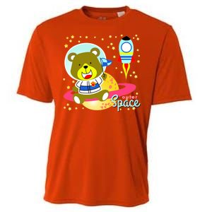 Cute Outer Space Bear Astronaut Cooling Performance Crew T-Shirt