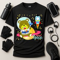 Cute Outer Space Bear Astronaut Cooling Performance Crew T-Shirt