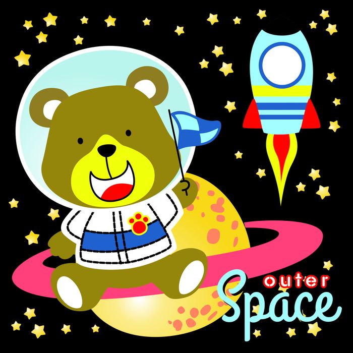 Cute Outer Space Bear Astronaut Impact Tech Backpack