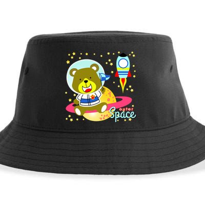 Cute Outer Space Bear Astronaut Sustainable Bucket Hat