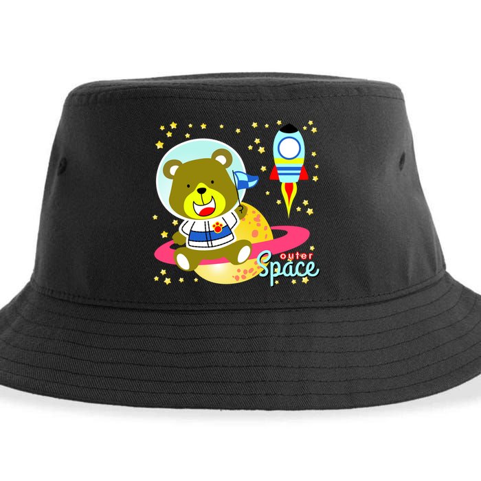 Cute Outer Space Bear Astronaut Sustainable Bucket Hat