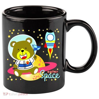 Cute Outer Space Bear Astronaut 11oz C Handle Ceramic Mug