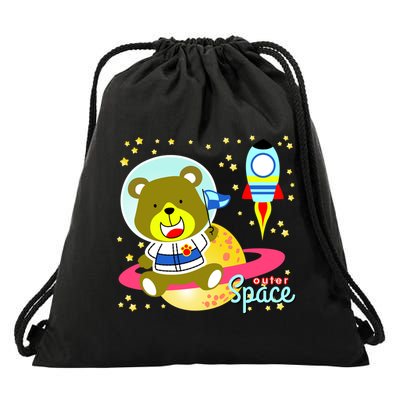 Cute Outer Space Bear Astronaut Drawstring Bag