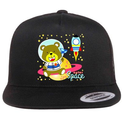 Cute Outer Space Bear Astronaut Flatbill Hat