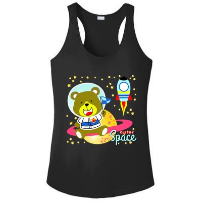 Cute Outer Space Bear Astronaut Ladies PosiCharge Competitor Racerback Tank