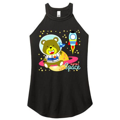 Cute Outer Space Bear Astronaut Women's Perfect Tri Rocker Tank