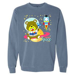 Cute Outer Space Bear Astronaut Garment-Dyed Sweatshirt