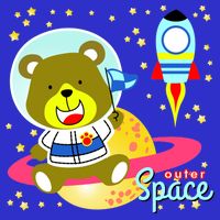 Cute Outer Space Bear Astronaut Apron