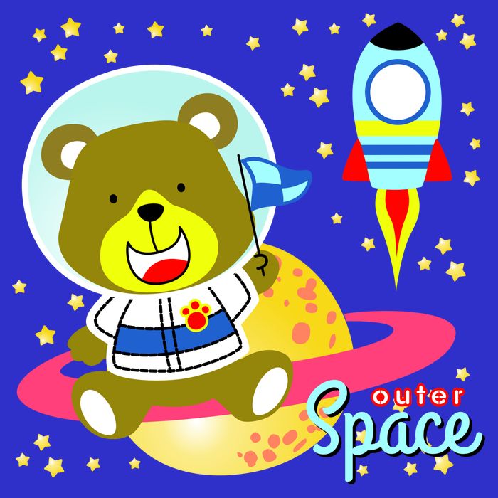 Cute Outer Space Bear Astronaut Apron