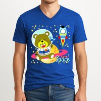 Cute Outer Space Bear Astronaut V-Neck T-Shirt