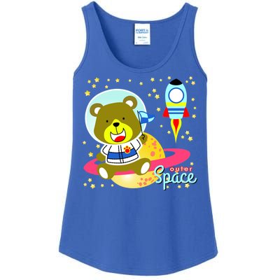 Cute Outer Space Bear Astronaut Ladies Essential Tank