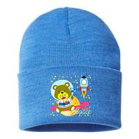 Cute Outer Space Bear Astronaut Sustainable Knit Beanie