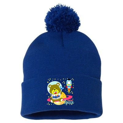Cute Outer Space Bear Astronaut Pom Pom 12in Knit Beanie