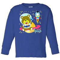 Cute Outer Space Bear Astronaut Toddler Long Sleeve Shirt